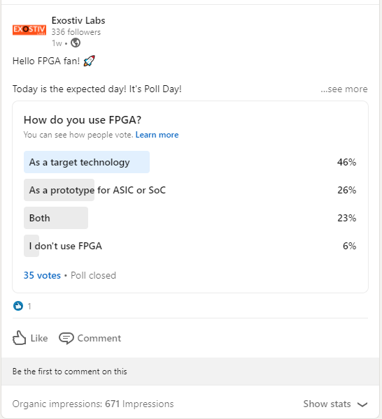 FPGA usage poll on LinkedIn