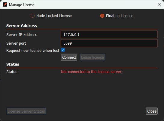 Cannot connect to license server message