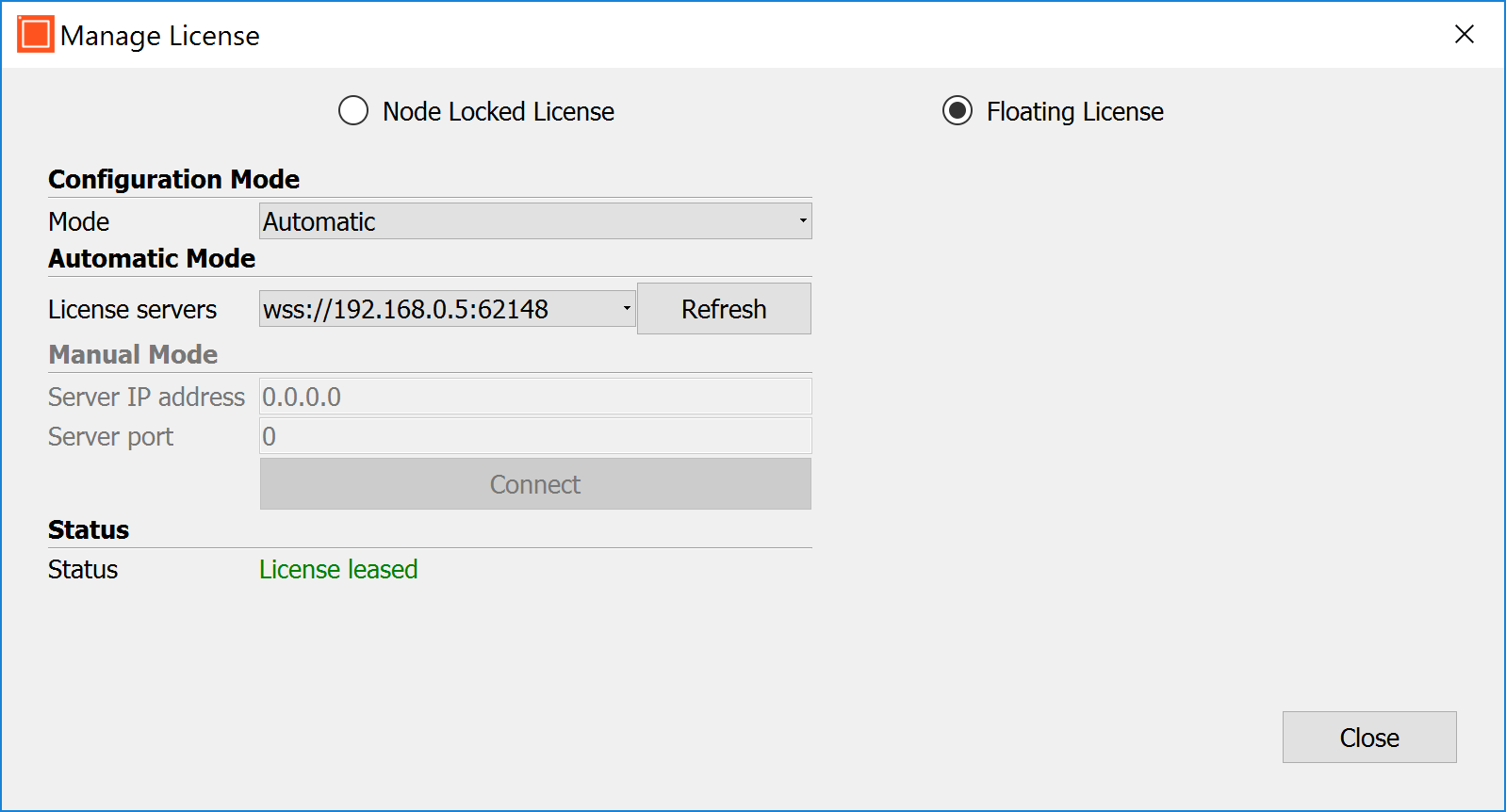 EXOSTIV Dashboard floating license management