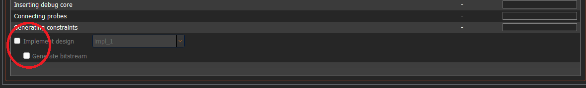 Unselect implementation and bitstream generation